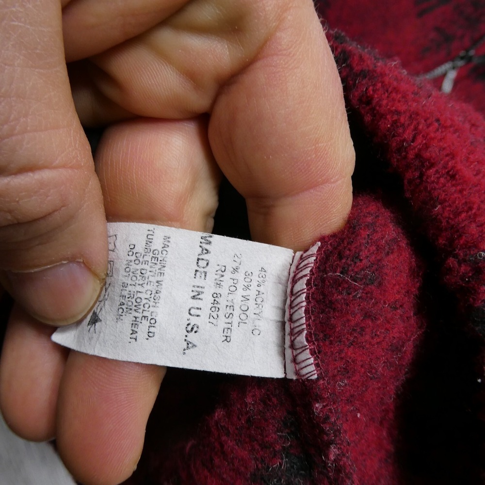 Bear Ridge Outfitters Womens Red Snowflake Wool Blend Full Zip Fleece Jacket M - Picture 5 of 8